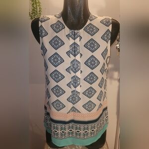 Violet + Claire Colorful Geometric Patterned Sleeveless Top M